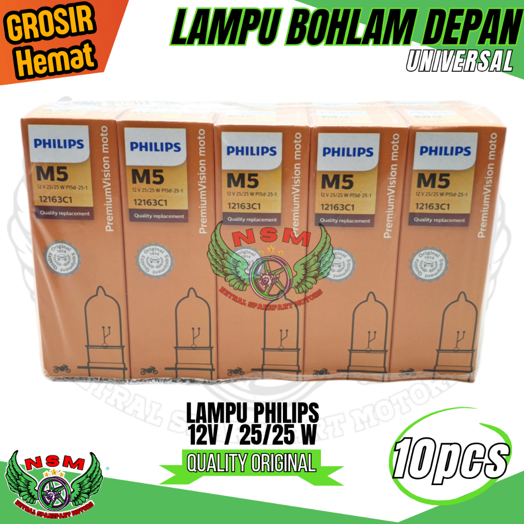 ORIGINAL GROSIR 10 PCS BOHLAM PHILIPS 12V 25/25 BEAT / VARIO 110 / MIO / MIO J / HONDA/YAMAHA