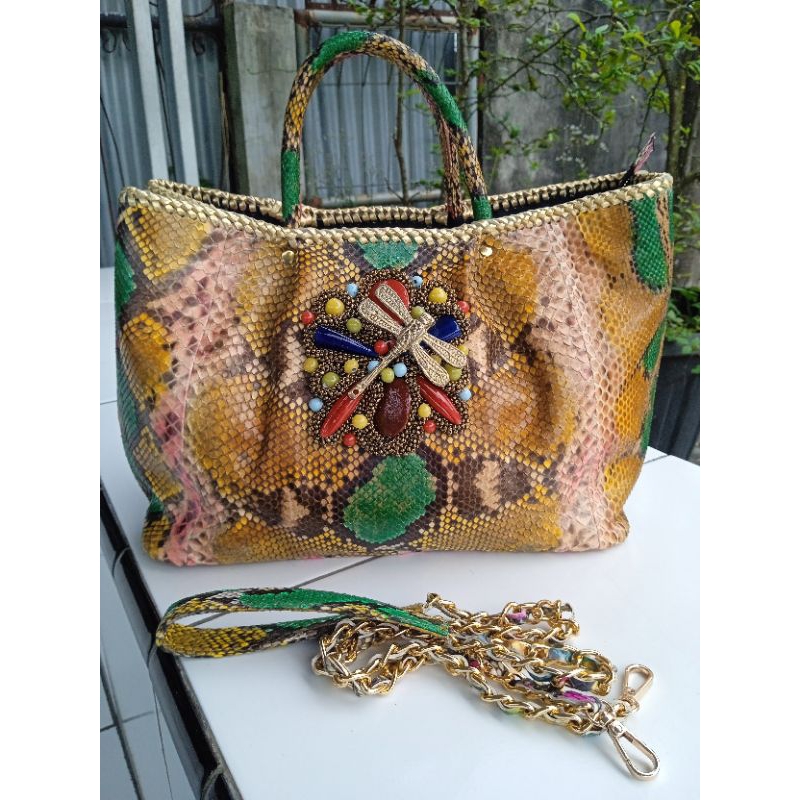 tas tote kulit ular