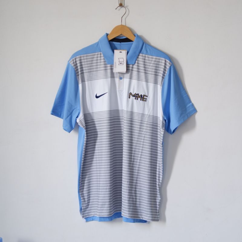 NK Men Milwaukee Brewers Sideline Victory Polo Shirt Light Blue White