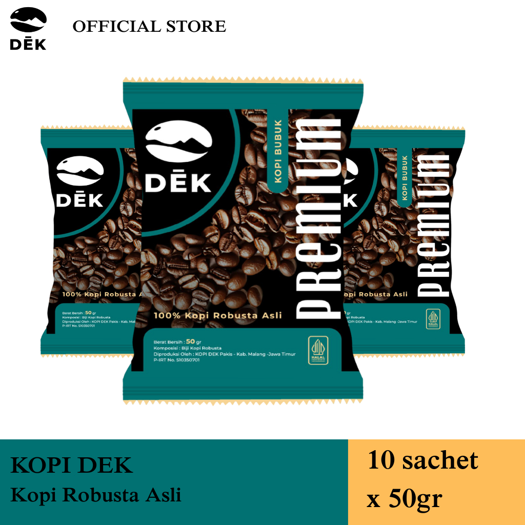 

KopiDek - BUBUK ROBUSTA ASLI TANPA GULA - 1 Renceng 10PCS 50gr