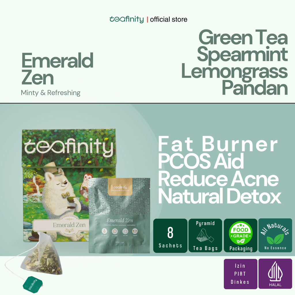 

Teafinity Emerald Zen | Green Tea Spearmint Pandan Lemongrass | Teh Hijau Mint Segar Detox | Artisan
