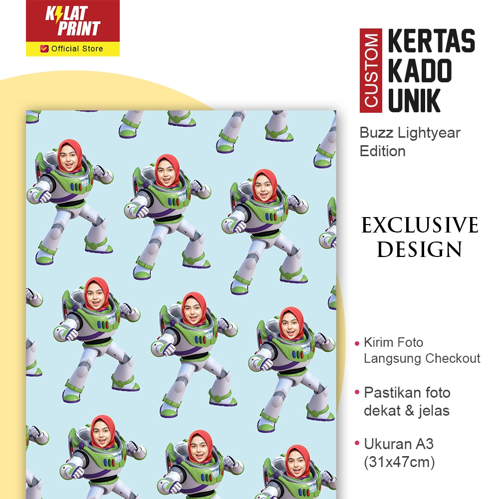 

Custom Kertas Kado Muka Kado Ulang Tahun Unik Buzz Lightyear Edition