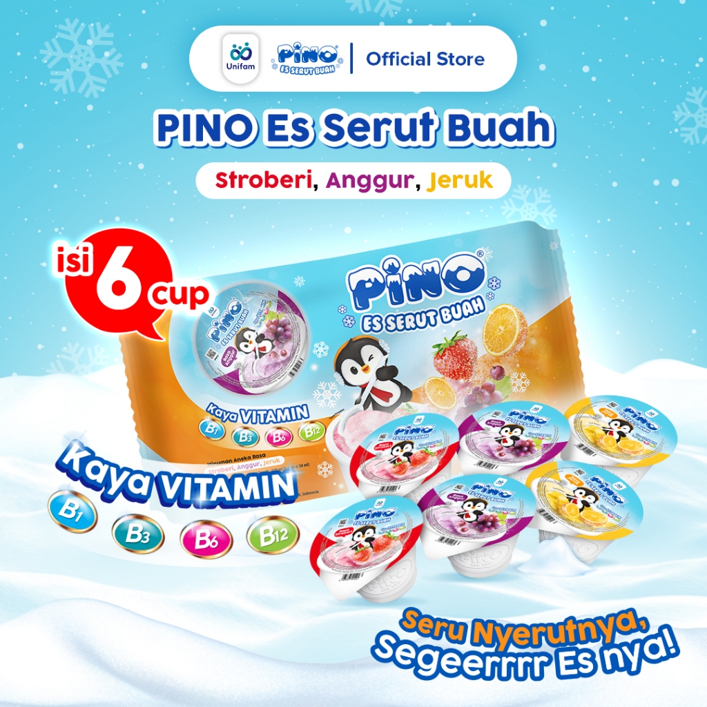 Pino Es Serut Buah 1 Bag (Isi 6 Cup) @50 mL - Anggur, Strawberry, Jeruk
