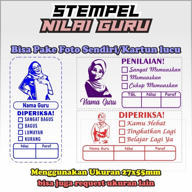 

Stempel otomatis stempel flash nilai guru custom warna bisa pakai foto sendiri