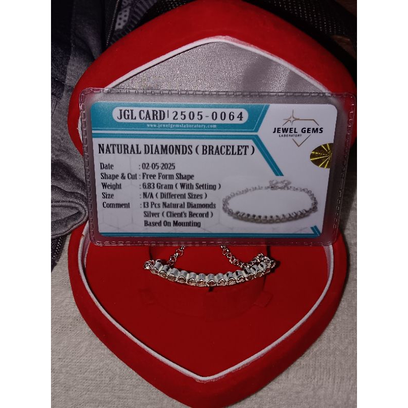 gelang perak wanita bermata intan belahan banjar (berlian belahan banjar)