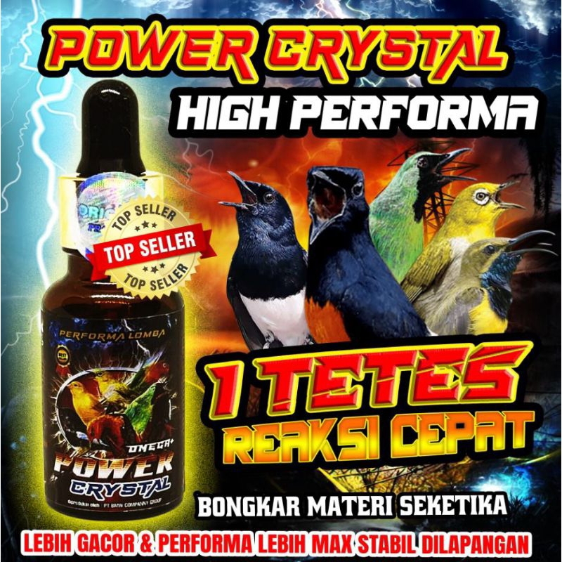 Power Crystal Omega Plus 20 ml Vitamin Gacor Murai Kacer Kenari Pengeras Suara Agar Suara Mengkrista