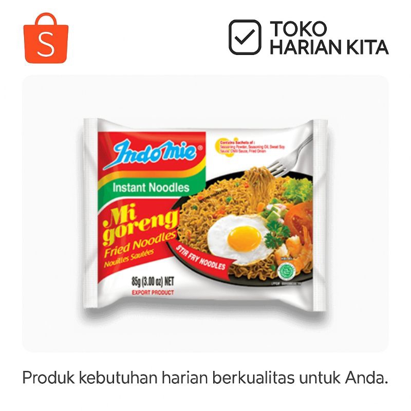 

Indomi mi goreng 3 pcs - Mi Instan Favorit Rasa Gurih | Toko Harian Kita