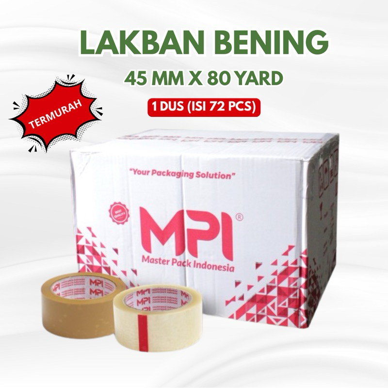 

TERMURAH!!! Lakban Bening DUS Isi 72 PCS | 45mm x 80 yard | Isolasi MPI | Tape selotip