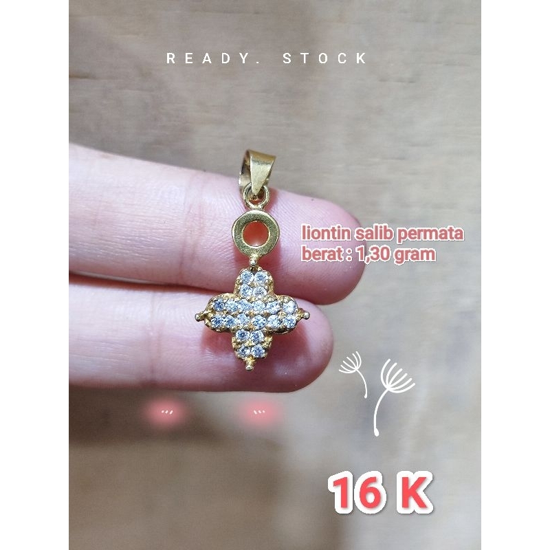 Mainan Kalung Emas Salib Permata Full 16k GBS