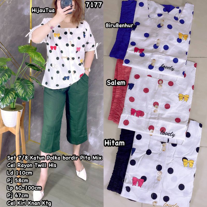 CS 7177 SETELAN PITA POLKADOT BAHAN RAYON TWILL
