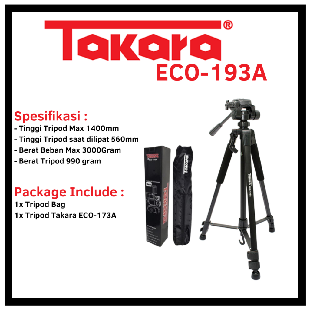 Takara Lightweight Tripod Eco-193A for DSLR and Action / Tripod kamera