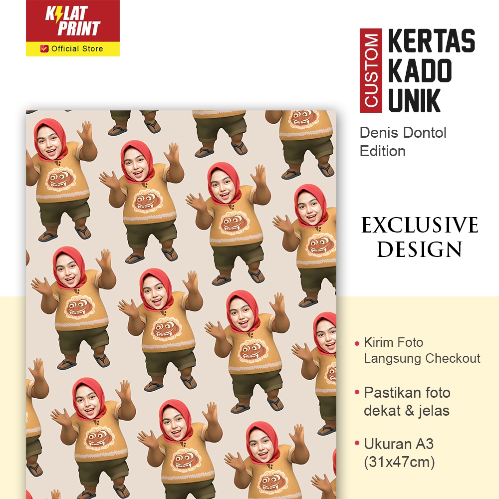 

Custom Kertas Kado Muka Kado Ulang Tahun Unik Denis Dontol Edition