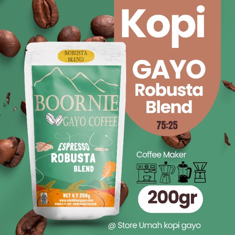 

Kopi Gayo Robusta Blend 200gr base Espresso Kopi Tubruk Kopi Tiam V60 Drip Coffee