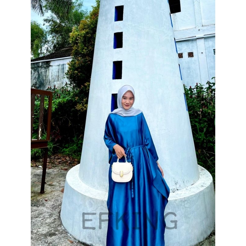 Nadira Kaftan Lebaran Baju Raya Dress Kondangan Mewah Wanita Remaja Muslim Satin Velvet Polos Modern