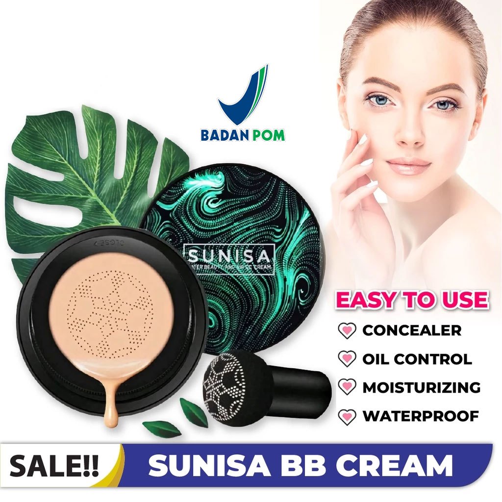 Sunisa Cushion Waterproof Original BPOM Bedak Glowing BB Cream Foundation Tahan Lama