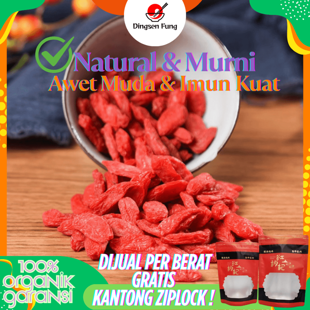 

Kitche Goji Berry Wolfberries Gojiberry Kici Organik Tanpa Belerang Kering Alami MakananCurah