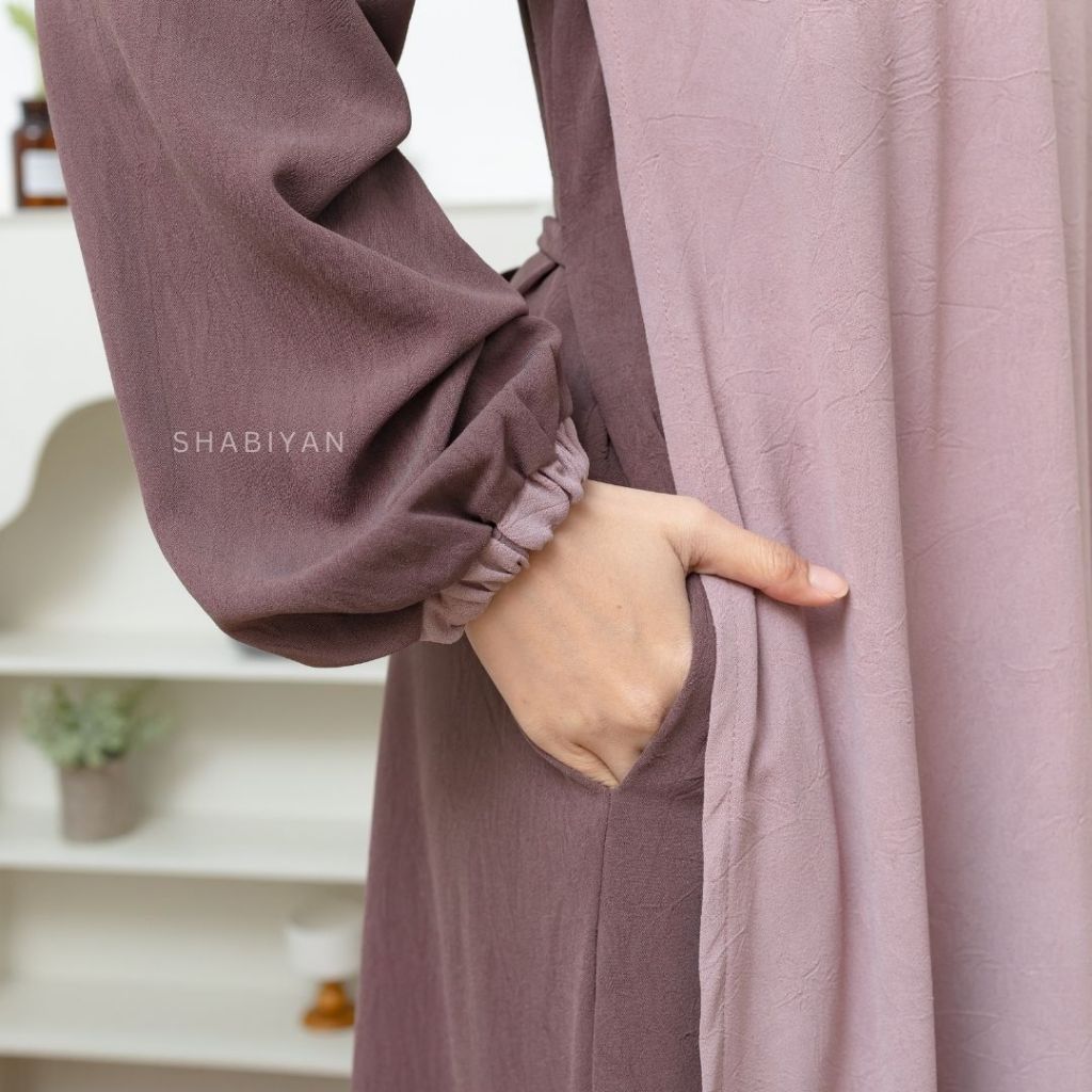 EXCLUSIVE SHABIYAN 435 Gamis Remaja Dewasa Kombinasi 2 Warna Syakila KEKINIAN