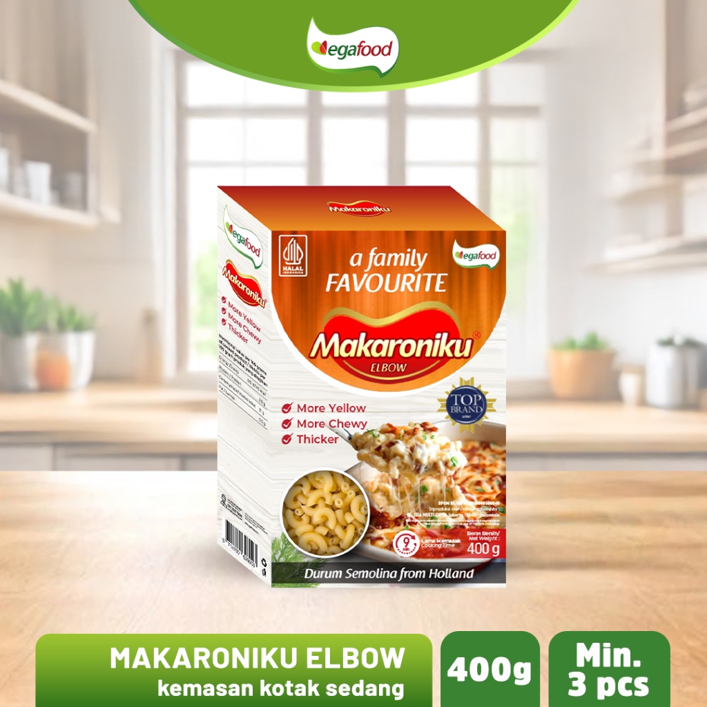 

MAKARONIKU Elbow / Makaroni Bantet Mentah / Macaroni Pasta 400 gram