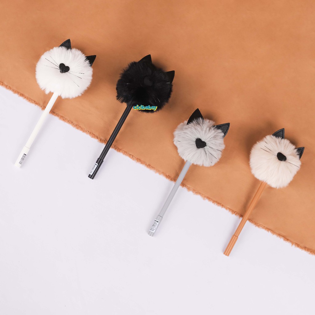 

Pulpen Pom Pom Bulu Meow Furry Pen Pulpen Gel Cute 0.5mm