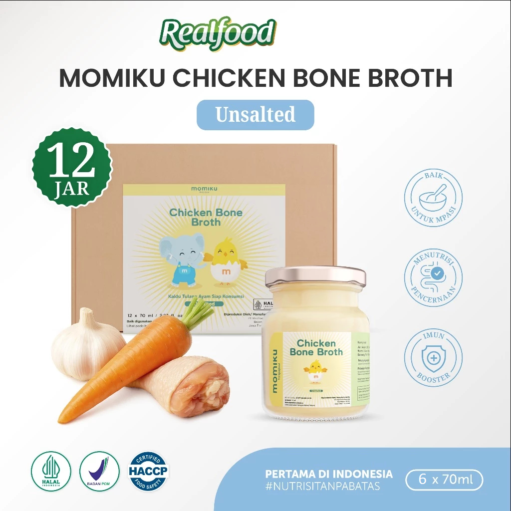 

Realfood Momiku Chicken Bone Broth Unsalted/Salted 6 Jar