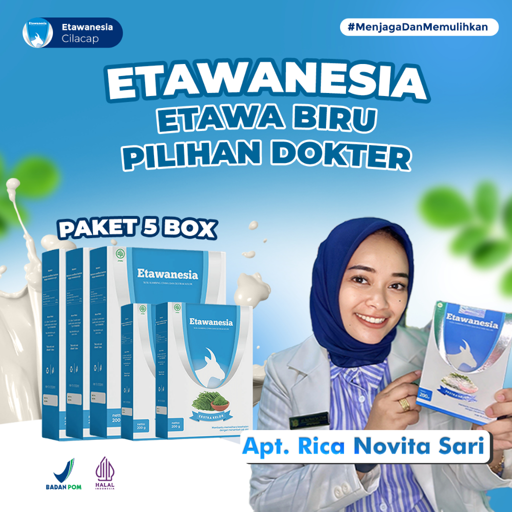 

Paket 5 Box Etawanesia - Susu Kambing Etawa Biru Original Susu Kambing Nyeri Tulang Sendi dan Pernafasan