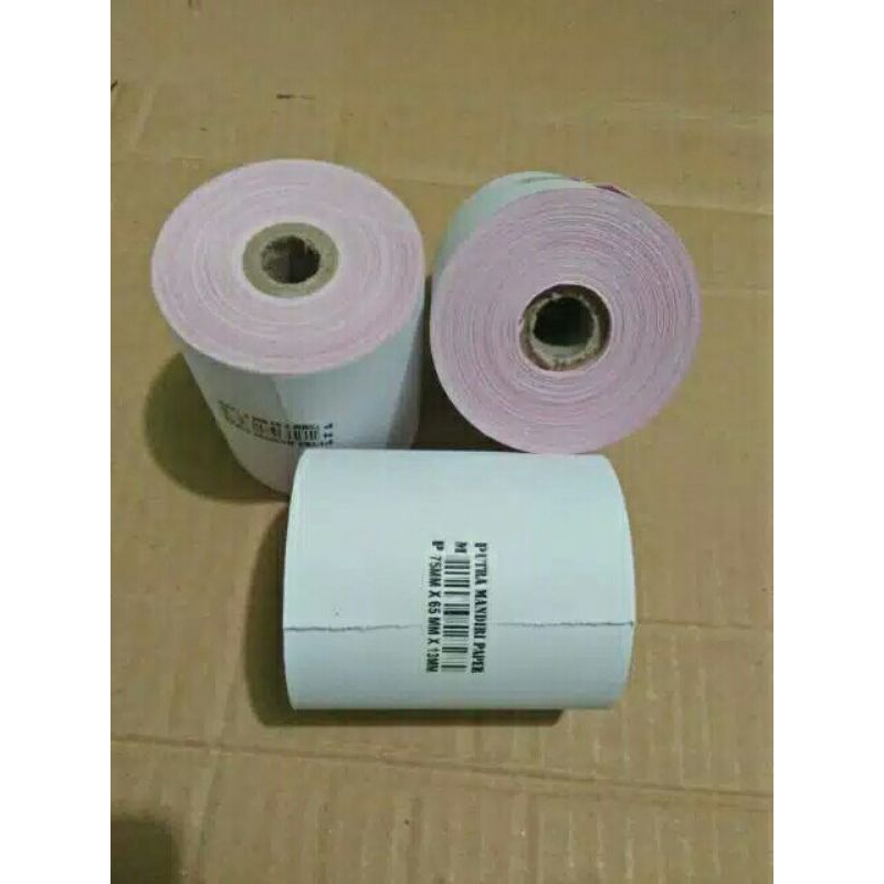 

Kertas kasir struk NCR 2 play putih merah 75x65mm