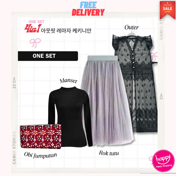 One Set Outer Tunik Brukat Kondangan BY NAFISA Sepaket Dengan Rok Tutu + Manset + Jumputan | OOTD