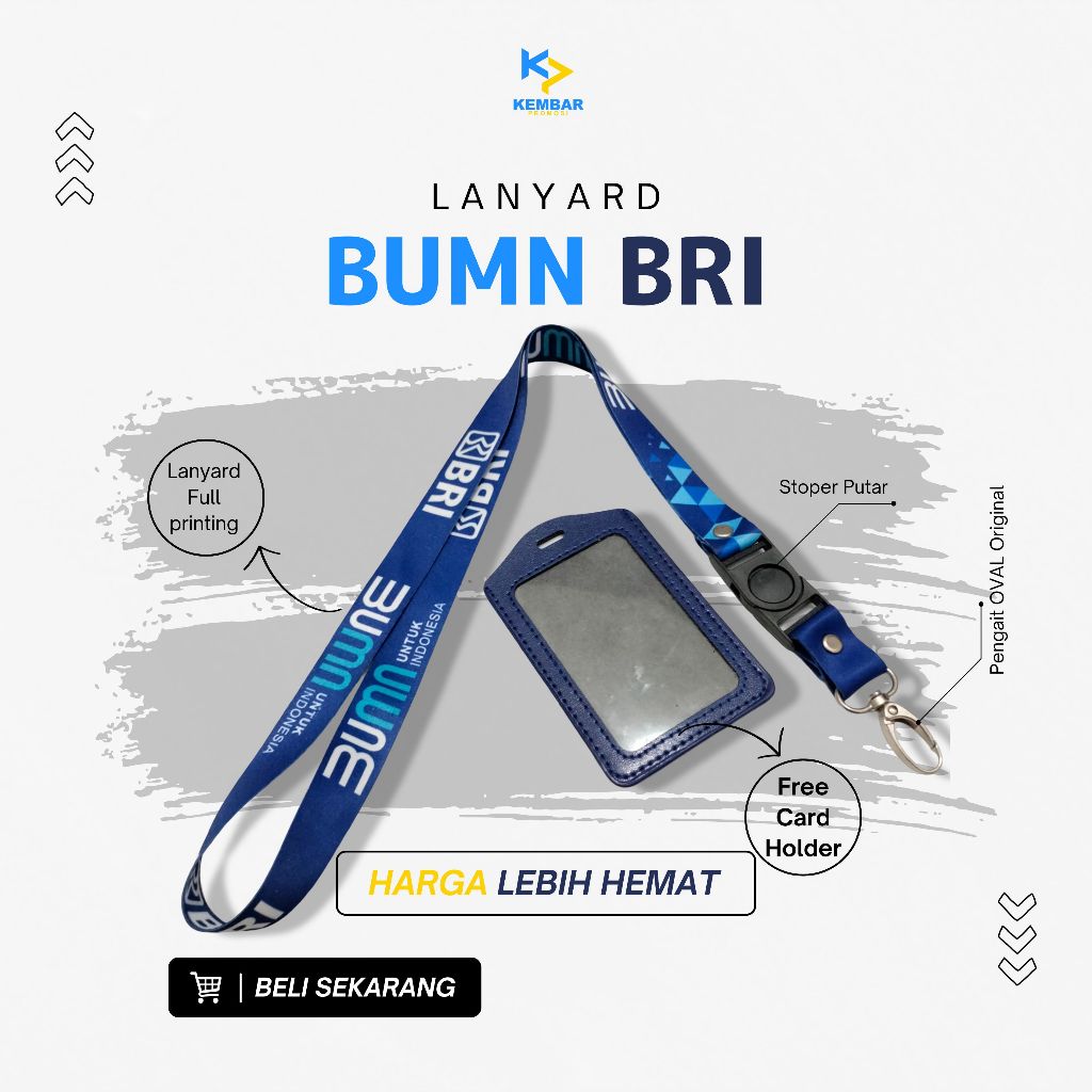

Tali Lanyard BUMN BRI Full Printing | Free Card Holder