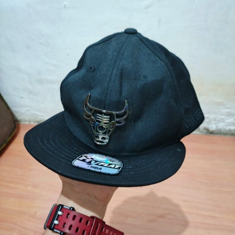 logo besi topi snapback chaps Chicago Bulls bekas second branded original