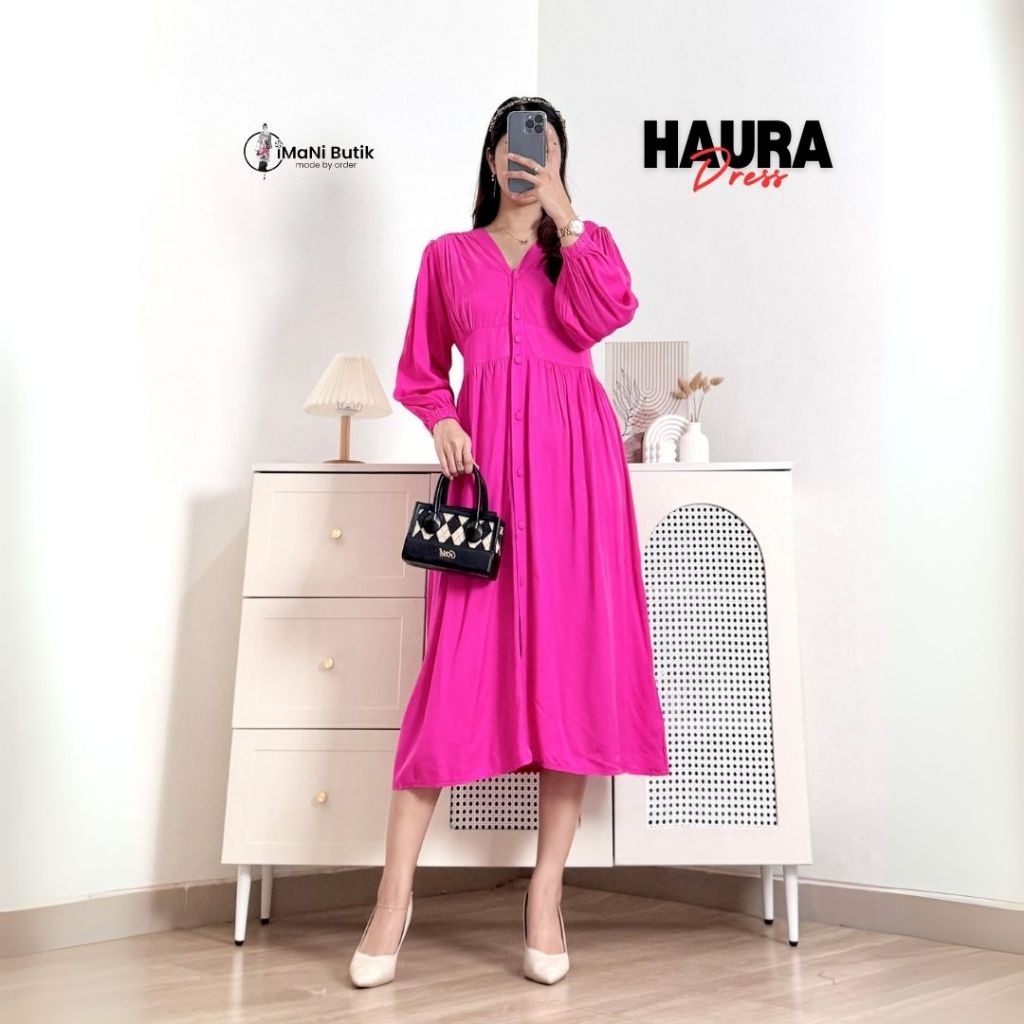 Imani Butik | Fashion Wanita Dress Haura Model Polos