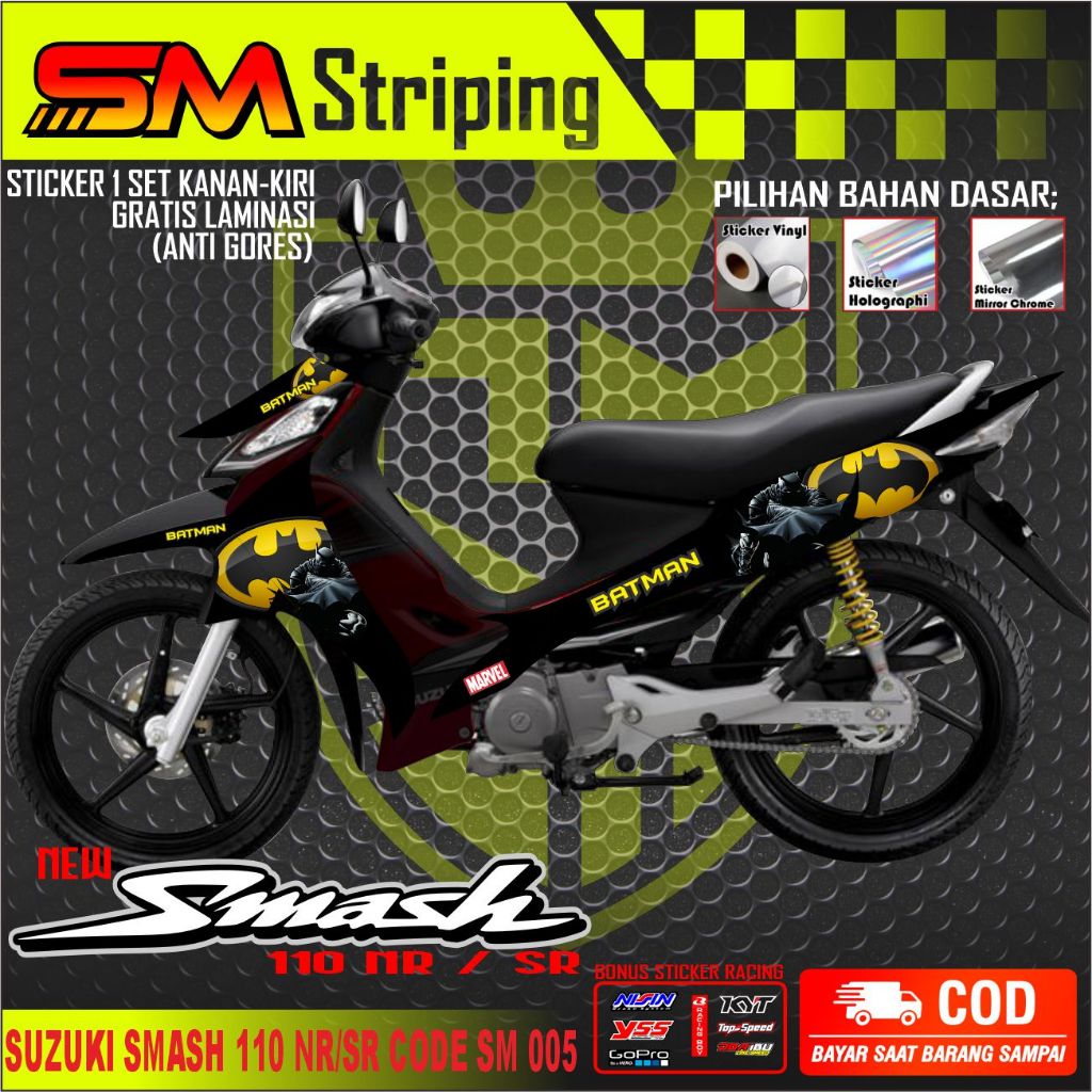 Striping Variasi Motor SMASH / Sticker List Variasi SUZUKI SMASH 10 MOTIF BATMAN ARS 005