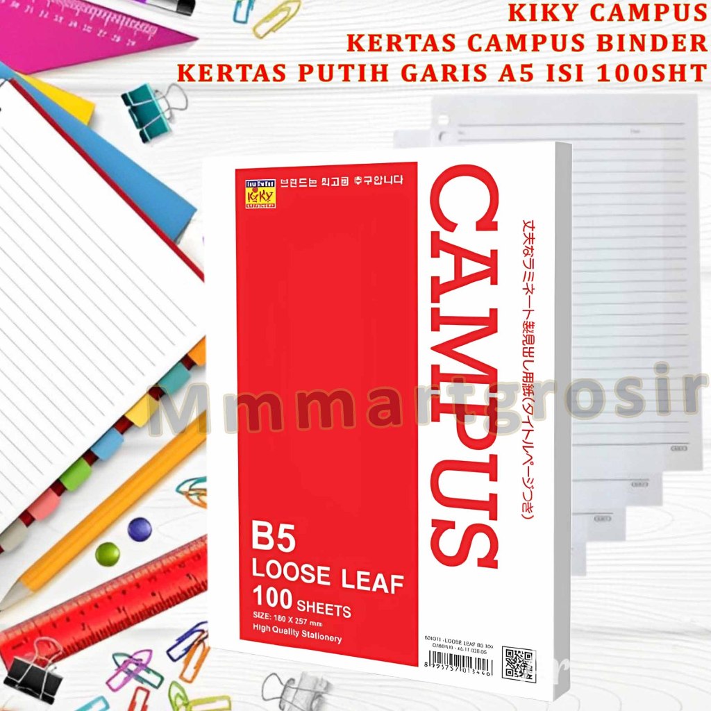 

Kiky Campus / Kertas Isian Binder / Campus Loose Leaf A5 / Isi 100 Sheets