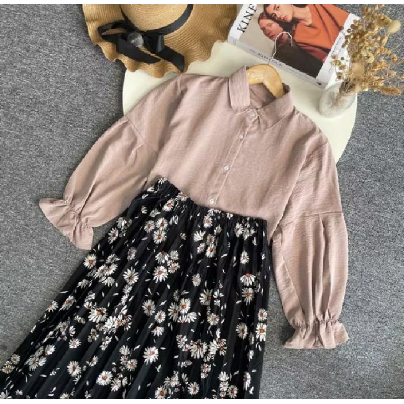 preloved one set kemeja rok