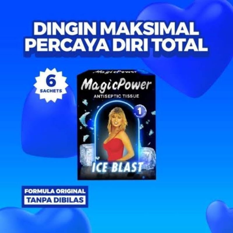 Fish Yummy Magic Power Tisu Ice Blast 1 Box 6 Sachet / Antiseptic Tissue Magic Ice Blast 1 Box 6 Pc
