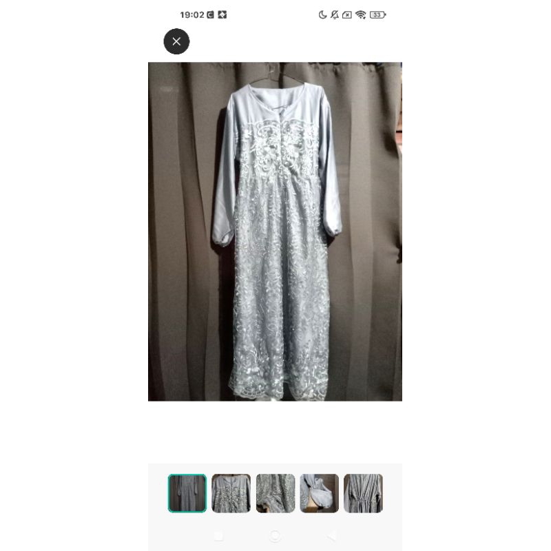 Gamis brukat abu abu