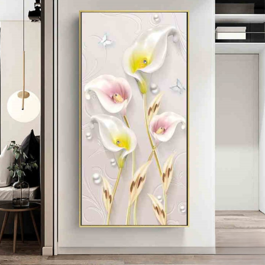 5D Diamond Painting Lukisan Porcelain - Model Bunga Flower Floral Estetik - Pajangan Mewah & Elegan