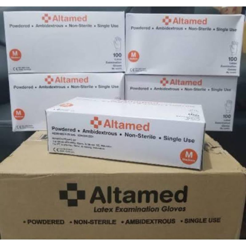 Handscoon Non Steril Altamed / Sarung Tangan Latex (Perbox isi 100 pcs)