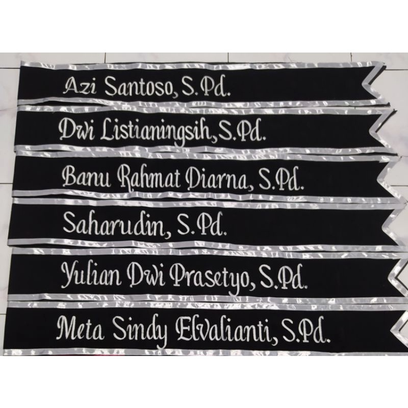 Selempang wisuda bludru pita Glitter, selempang wisuda bordir komputer, selempang wisuda murah