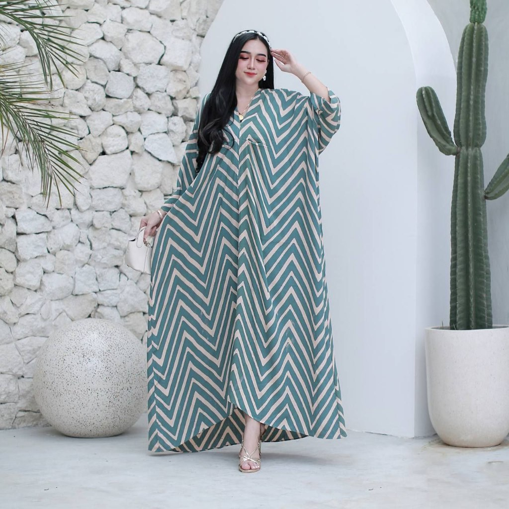 Kaftan Zigzag Kaftan Rayon Jumbo Gamis Rayon / Kaftan Jumbo Ukuran All Size