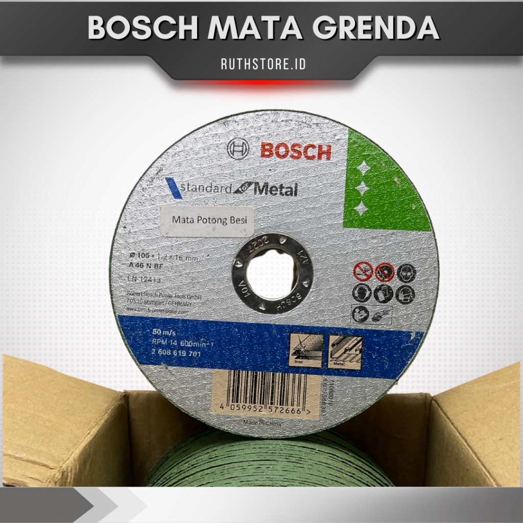 (ECER) BOSCH Potong Besi/ Mata Grenda/ Mata Gerinda/ Mata Gurinda/ Mata Potong Besi Ukuran 4" (4 inc