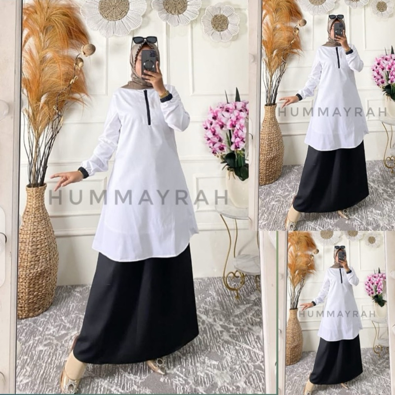 Hummayrah Gamis PDH Hitam Putih Baju Gamis Malaysia Model Kurung Melayu Baju Kerja Asn Baju Dinas Ba