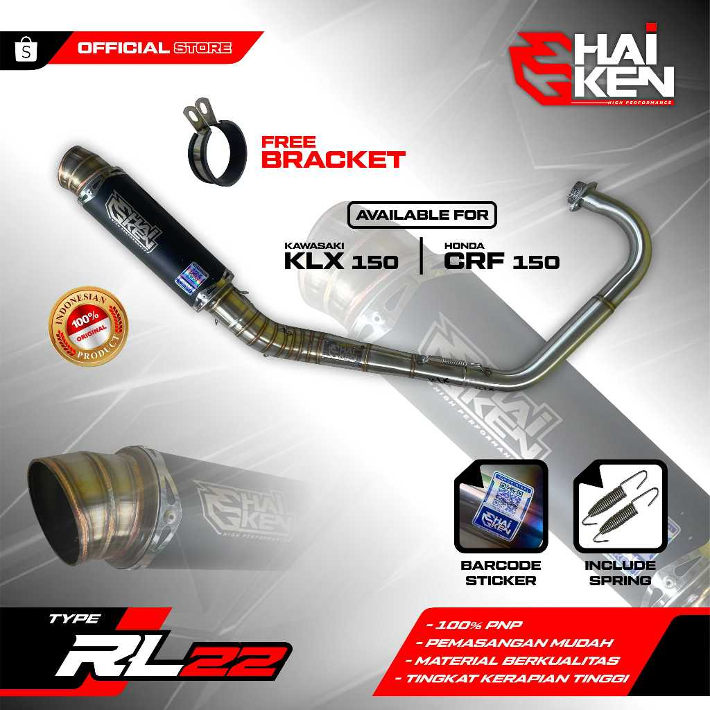 Knalpot CRF150 KLX150 DTRACKER150 Kolong bawah Original Haiken muffler
