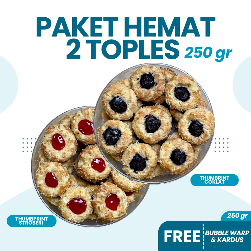 

Kue Kering Thumbprint Stroberi Mix 2 Toples Ukuran 250 Gram Homemade Produksi Rumahan Tanpa Pengawet