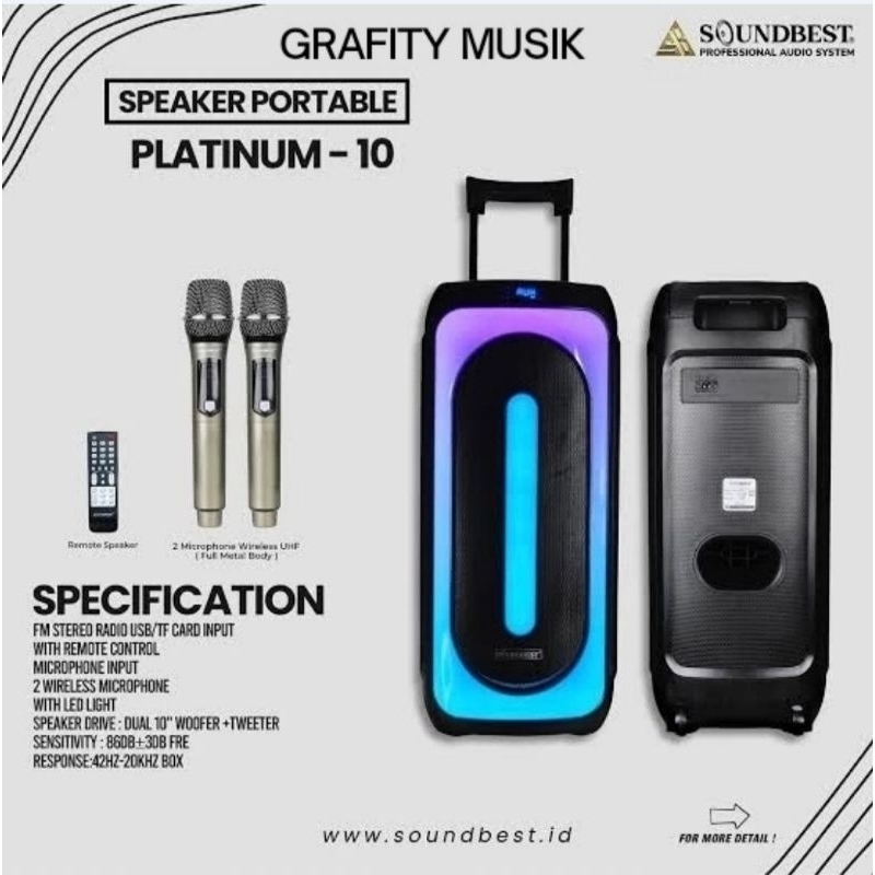 Speaker Portable Soundbest Platinum 10 SOUNDBEST PLATINUM10 10''