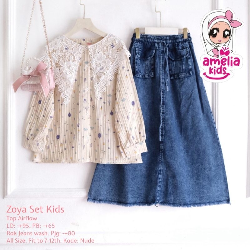 (COD) Zoya set kids ORI Amelia KIDS// set anak perempuan usia 8-13tahun motif bunga