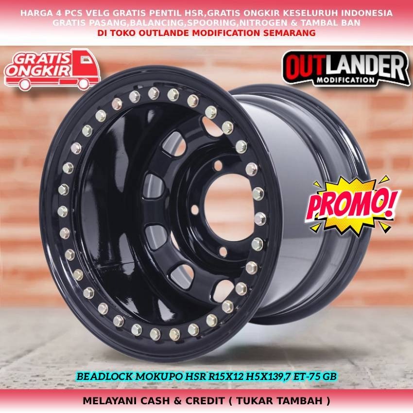 velg offroad velg kaleng daytona r15 lebar 12 ,velg mobil Sidekick Vitara dll velg hsr beadlock r15