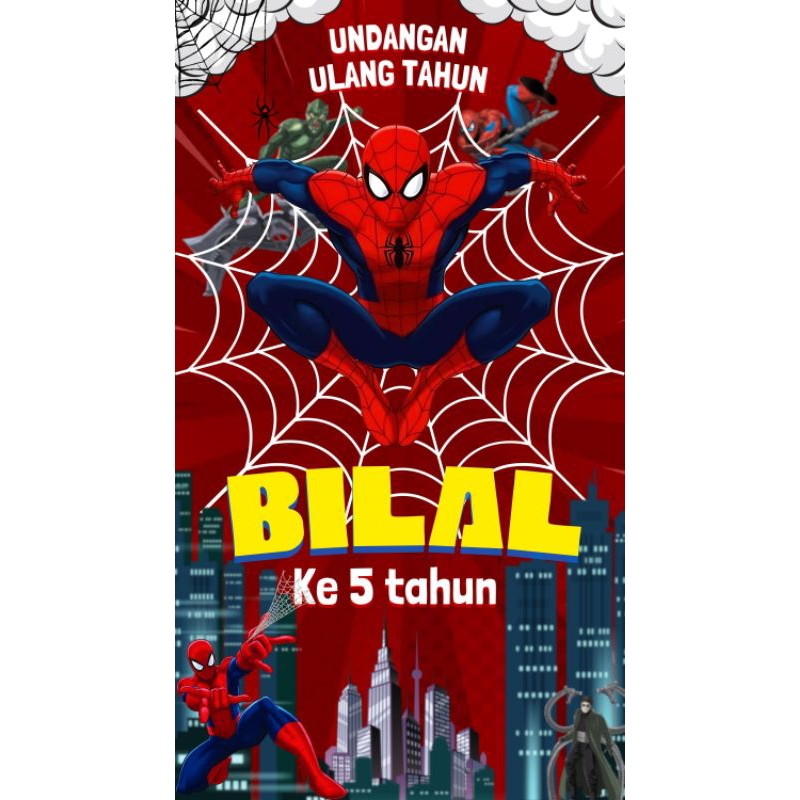 Undangan digital ulang tahun spiderman
