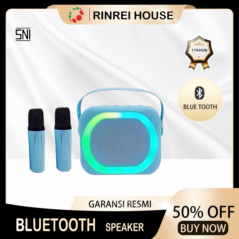 COD SPEAKER BLUETOOTH MINI KARAOKE SET 2 MIC PORTABLE 2MIC 5.3 | MICROPHONE WIRELESS LAMPU RGB SUPER