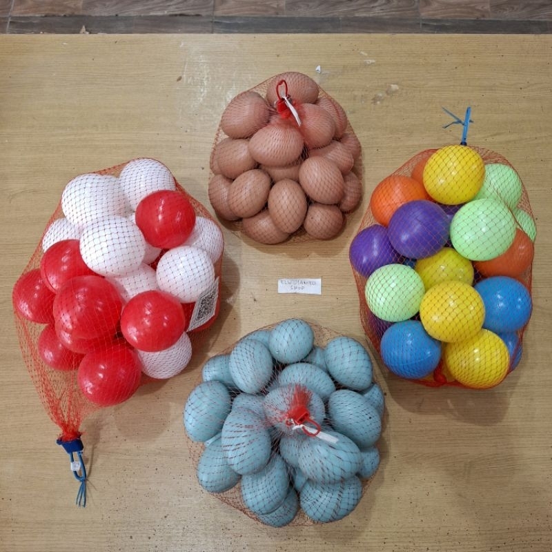 mainan anak bola telur warna warni bayi mandi plastik