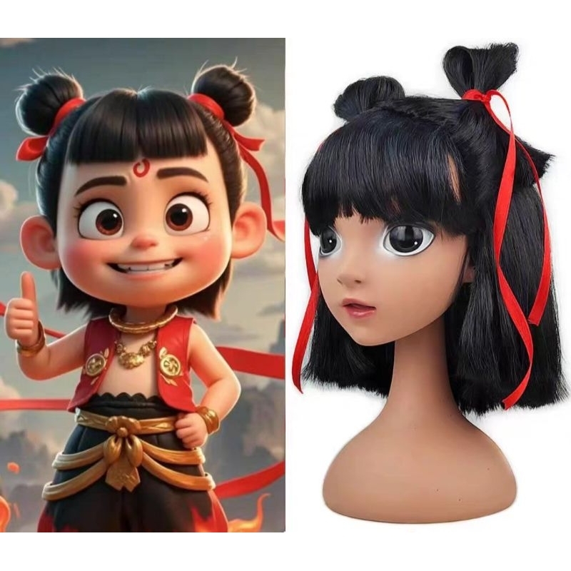 wig bando jepit nazha nezha cosplay rambut palsu anak nacha naca